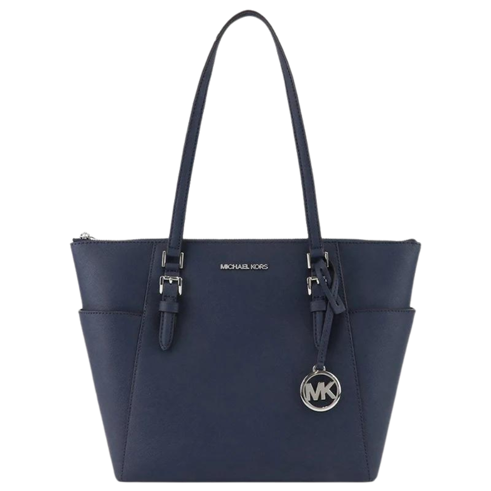 Michael Kors Charlotte Tote 35F0SCFT3L Navy With Silver Hardware Michael Kors