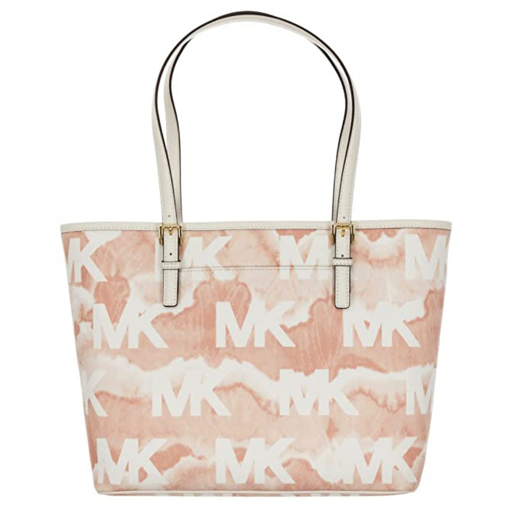 Michael Kors Jet Set Media Logo MK PVC Carryall Powder Blush Michael Kors