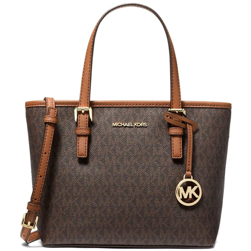 Michael Kors Jet Set Brown Signature Xs Carryall Top Zip Crossbody Tote Handbag 35T9GTVT0B-03 Michael Kors