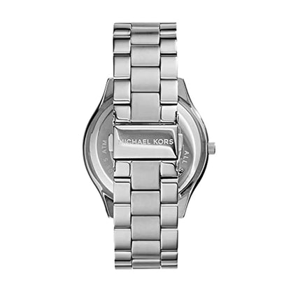 Michael Kors SLIM RUNRAY Orologio da Donna, Misura Cassa 42 mm, Movimento a Tre Lancette, Cinturino in Acciaio Inossidabile, D'argento Dupersclub