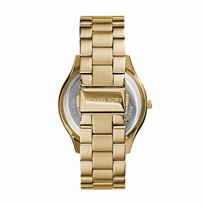 Michael Kors SLIM RUNRAY Orologio da Donna, Misura Cassa 42 mm, Movimento a Tre Lancette, Cinturino in Acciaio Inossidabile, D'oro Dupersclub