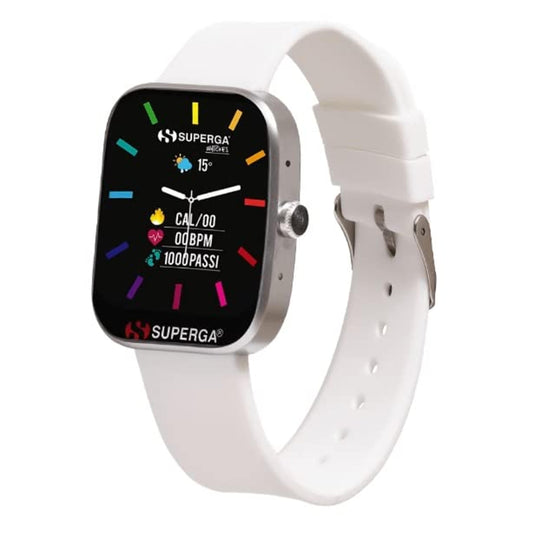 Orologio Smartwatch Unisex Superga Uniko SWT-STC002 Cinturino Silicone Bianco 42mm Dupersclub
