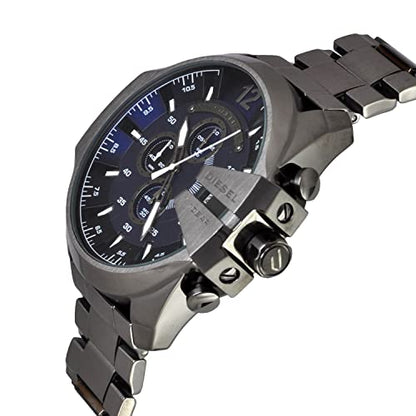 Diesel Orologio Mega Chief da uomo, movimento cronografo, cassa in acciaio inossidabile da 51 mm con bracciale in acciaio inossidabile, DZ4329 Dupersclub