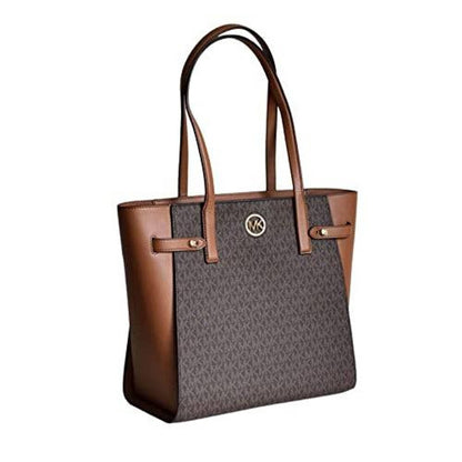 Michael Kors Carmen - Borsa a tracolla grande con zip, marrone, Large Dupersclub