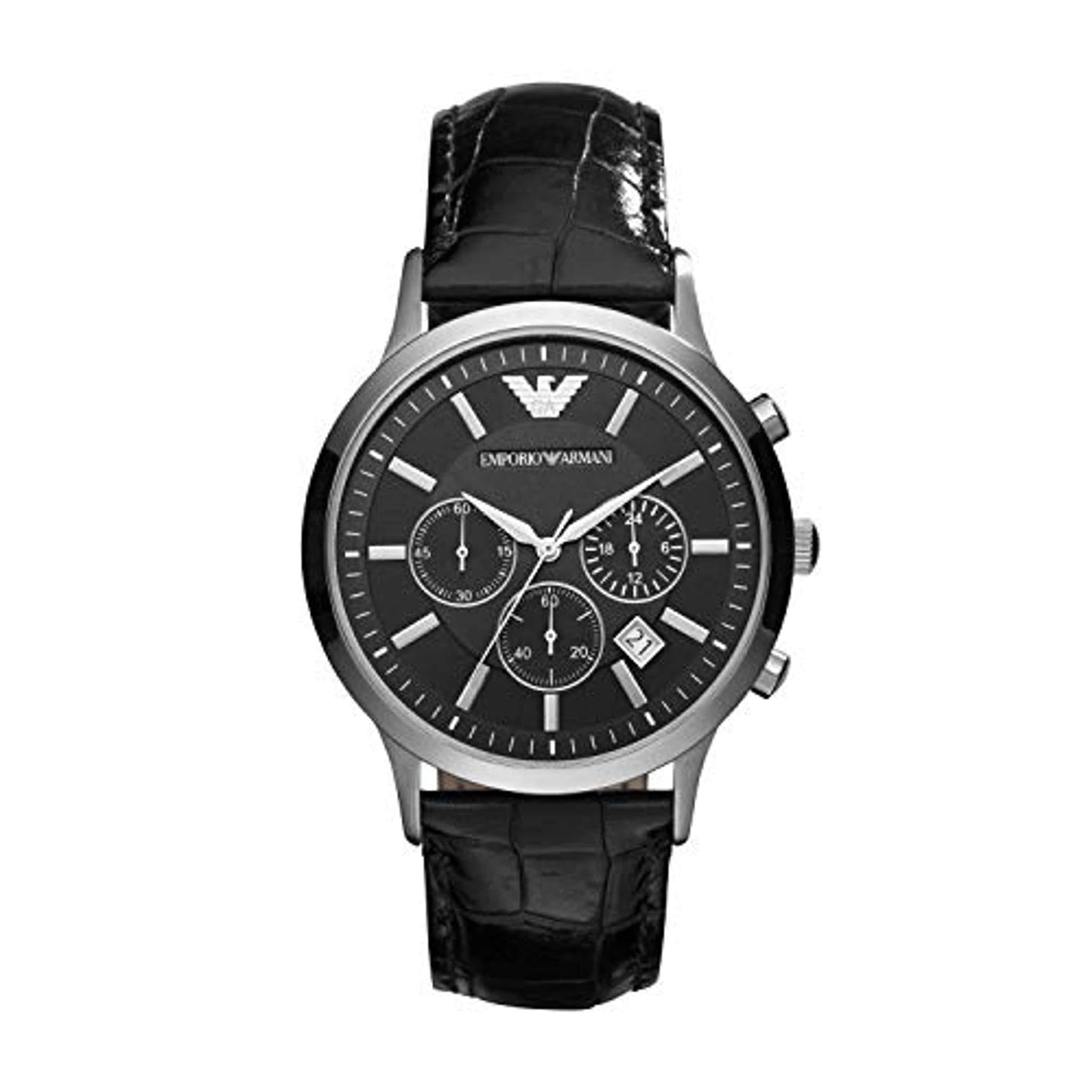 Emporio Armani Orologio Multifunzione in Acciaio Inossidabile, Dimensione Cassa 43 mm, da Uomo, Nero Dupersclub