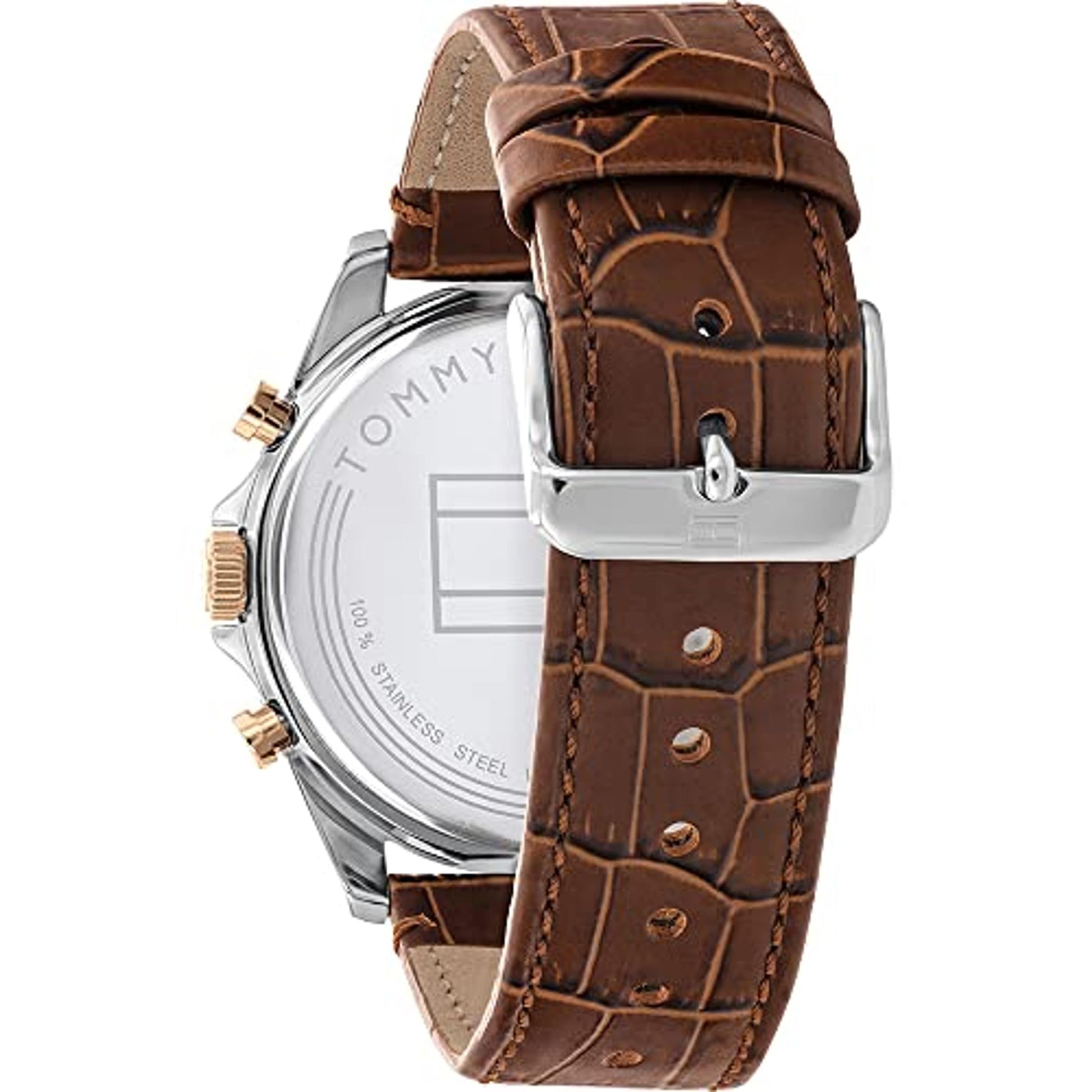 Tommy Hilfiger Orologio Analogico Multifunzione al Quarzo da Uomo con Cinturino in Pelle Marrone - 1710450 Dupersclub