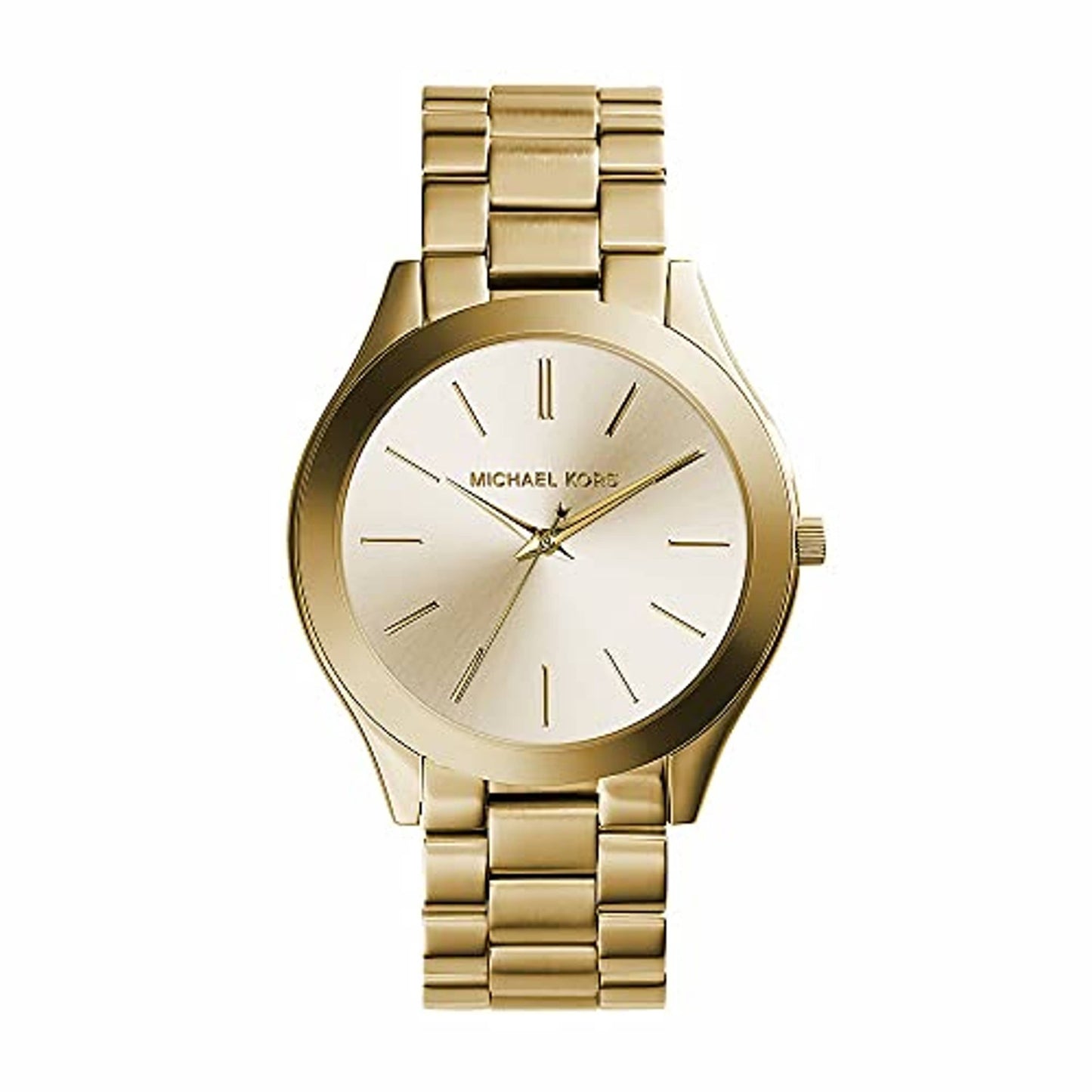 Michael Kors SLIM RUNRAY Orologio da Donna, Misura Cassa 42 mm, Movimento a Tre Lancette, Cinturino in Acciaio Inossidabile, D'oro Dupersclub