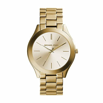 Michael Kors SLIM RUNRAY Orologio da Donna, Misura Cassa 42 mm, Movimento a Tre Lancette, Cinturino in Acciaio Inossidabile, D'oro Dupersclub