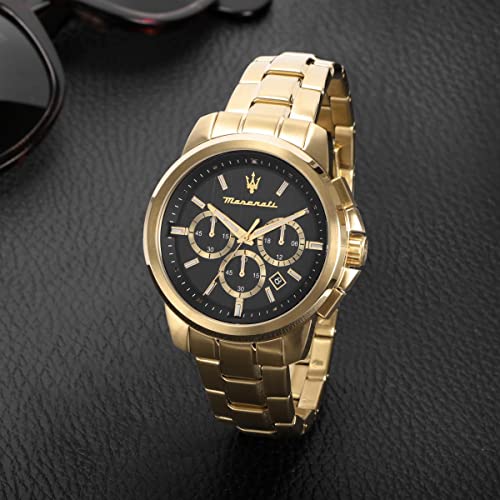 Maserati Orologio da uomo, Collezione Successo, cronografo, in acciaio e PVD oro giallo - R8873621013 Dupersclub